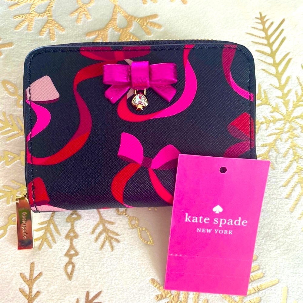 kate spade Other Wrapping Party Small Zip Wallet / Cardcase, Black & Pink